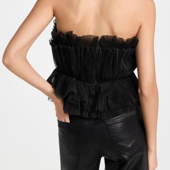 Endless Rose Strapless Tulle Peplum Top Black Size S - Picture 4 of 4
